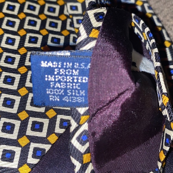 Polo Ralph Lauren Geometric Patterned Tie in Blue and Yellow - Picture 6 of 6